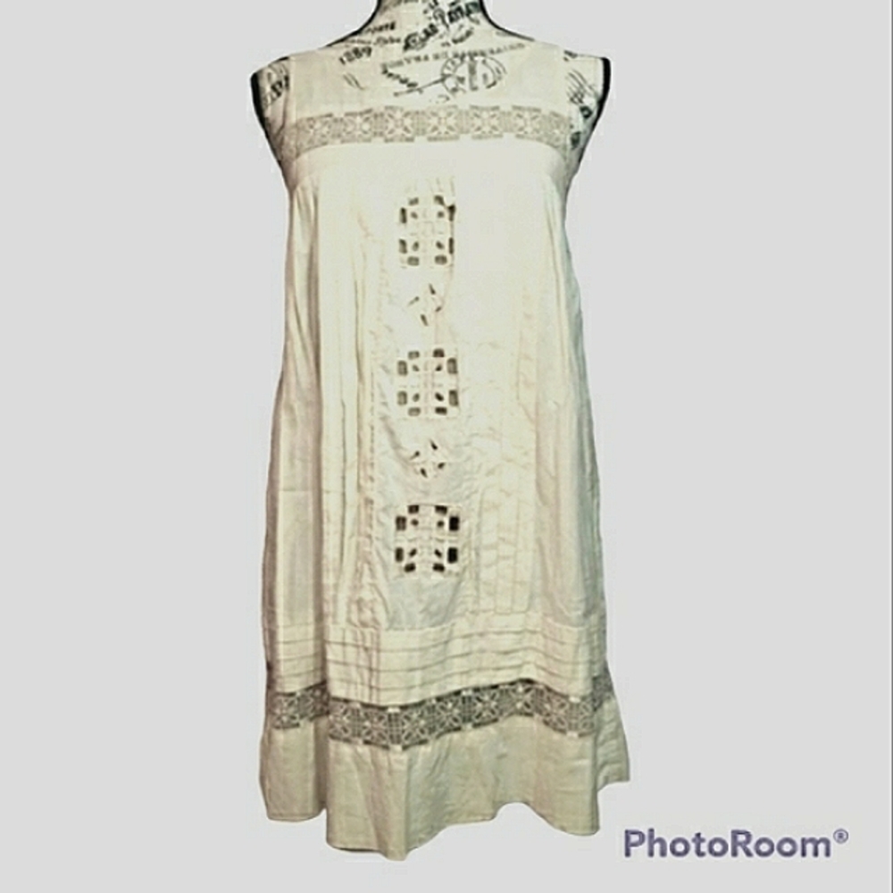 Billabong Bohemian Cream Cotton Embroidered Eyelet Boho Dress | Size Sma…